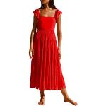 Rote Blumenmuster Sportliche Ärmellose Neckholderkleider aus Musselin für Damen Größe M zur Hochzeit für den für den Sommer 