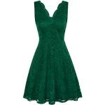 Dunkelgrüne Vintage Ärmellose Grace Karin Midi V-Ausschnitt Abendkleider A-Linie mit Reißverschluss aus Spitze für Damen Größe S für Partys 
