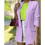 Violette Unifarbene Elegante Businesskleidung mit Knopf aus Polyester für Damen Größe 5 XL für den für den Sommer 