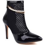 Schwarze Casual Pfennigabsatz High-Heel Stiefel mit Reißverschluss aus Mesh für Damen Größe 47 