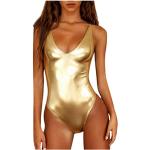 Goldene Sexy Neckholder-Bikinis mit Fransen für Damen Größe S Große Größen 1-teilig 