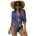 Blaue Sexy Damenbademode mit Knopf aus Chiffon Einheitsgröße für den für den Sommer 