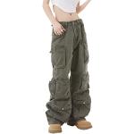 Armeegrüne Grunge Atmungsaktive Baggy Jeans & Loose Fit Jeans aus Baumwollmischung für Damen Größe S 