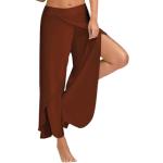 Hellbraune Unifarbene Hippie Atmungsaktive Marlenehosen aus Polyester für Damen Übergrößen für den für den Sommer 