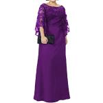 Violette 3/4-ärmelige Maxi Lange Abendkleider aus Spitze Handwäsche für Damen Größe 3 XL zum Abschlussball 