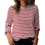 Reduzierte Rote Gestreifte Vintage Langärmelige Rundhals-Ausschnitt T-Shirts mit Reißverschluss mit Kapuze für Damen Größe M für den für den Herbst 