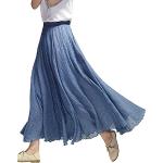 Blaue Unifarbene Elegante Maxi Leinenröcke aus Baumwolle für Damen Größe XS 