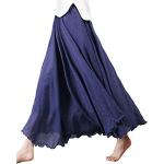 Dunkelblaue Unifarbene Elegante Maxi Leinenröcke aus Baumwolle für Damen Größe XS 