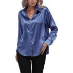 Royalblaue Business Langärmelige Tunika-Blusen aus Seide für Damen Größe S 
