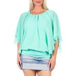 Türkise Oversize Kurzärmelige Malito Tunika-Blusen für Damen Größe XS 