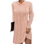 Pinke Unifarbene Business Freizeitkleider aus Acryl mit Kapuze für Damen Größe M für Partys für den für den Herbst 