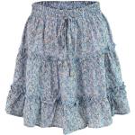 Marineblaue Gepunktete Boho High Waist Röcke & Taillenröcke mit Rüschen für Damen Größe 4 XL für den für den Frühling 