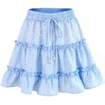 Marineblaue Gepunktete Boho High Waist Röcke & Taillenröcke mit Rüschen für Damen Größe 6 XL für den für den Frühling 