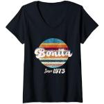 Schwarze Grunge Bonita V-Ausschnitt T-Shirts für Damen Größe S 