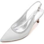 Silberne Kitten-Heel-Absatz Damenpumps aus Satin Größe 41 für die Braut 