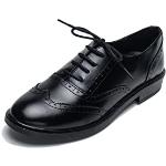 Schwarze Business Spitze Hochzeitsschuhe & Oxford Schuhe mit Schnürsenkel in Schmalweite aus Leder atmungsaktiv für Damen Größe 39 