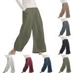 Khakifarbene Unifarbene Loose Fit Caprihosen aus Polyester für Damen Größe 3 XL für den für den Sommer 