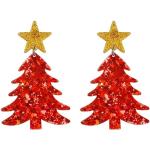 Rote Sterne Ohrhänger mit Weihnachts-Motiv glänzend für Damen Weihnachten 