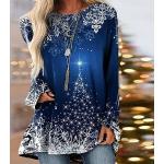 Blaue Casual Langärmelige Mini Sweatkleider Handwäsche für Damen Größe 3 XL zu Weihnachten 