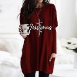 Dunkelgraue Casual Langärmelige Mini Rundhals-Ausschnitt Shirtkleider Handwäsche für Damen Größe XS zu Weihnachten 