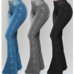 Schwarze Casual Stretch-Jeans mit Perlen aus Denim für Damen Größe 5 XL 