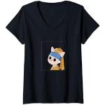 Damen Catimini | Die kleine Katze mit der Perle T-Shirt mit V-Ausschnitt