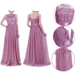 Violette Bestickte Maxi Lange Abendkleider mit Reißverschluss aus Chiffon Handwäsche für Damen Größe XS Große Größen für Partys für den für den Sommer 
