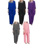 Violette Businesskleidung aus Chiffon für Damen Größe 5 XL Große Größen 3-teilig 