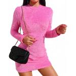 Pinke Sexy Midi Bandage-Kleider & Bodycon-Kleider aus Polyester für Damen Größe M für Partys für den für den Herbst 
