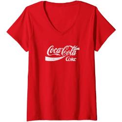Damen Coca-Cola Twin Coke Logos T-Shirt mit V-Auss