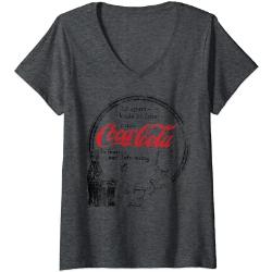 Damen Coca-Cola Vintage Baseball Ad T-Shirt mit V-