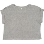 Graue Melierte Nachhaltige Rundhals-Ausschnitt T-Shirts aus Kunstfaser für Damen Größe S 
