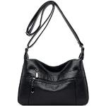 Schwarze Kleine Handtaschen mit Reißverschluss aus Leder für Damen 