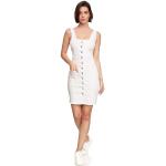 Weiße EGOMAXX Mini Sommerkleider aus Baumwolle enganliegend für Damen Größe S für den für den Sommer 