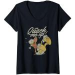 Schwarze Entenhausen Donald Duck V-Ausschnitt T-Shirts für Damen Größe S 