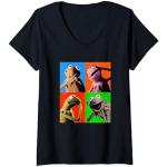 Schwarze Sesamstraße Kermit V-Ausschnitt T-Shirts mit Tiermotiv für Damen Größe S 