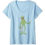Blaue Sesamstraße Kermit V-Ausschnitt T-Shirts für Damen Größe S 