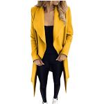 Gelbe Unifarbene Elegante Midi Wollmäntel aus Wolle für Damen Größe M für den für den Winter 