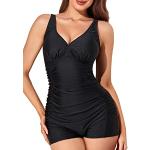 Schwarze Sexy V-Ausschnitt Formbadeanzüge für Damen Größe S 1-teilig für den für den Sommer 