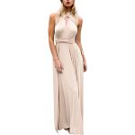 Aprikose Elegante Ärmellose Maxi V-Ausschnitt Abendkleider rückenfrei für Damen Größe S für Brautjungfern für den für den Sommer 