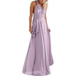 Reduzierte Violette Elegante Ärmellose Maxi V-Ausschnitt Abendkleider rückenfrei für Damen Größe L für Brautjungfern für den für den Sommer 