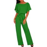 Grüne Elegante Kurzärmelige Lange Overalls mit Rüschen für Damen Größe XL für den für den Sommer 