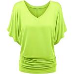Grüne Oversize V-Ausschnitt T-Shirts mit Glitzer aus Spitze für Damen Größe XXL Große Größen für Partys für den für den Sommer 