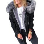 Schwarze Casual Fleecejacken mit Kapuze mit Knopf aus Fleece mit Kapuze für Damen Größe 5 XL für Partys für den für den Winter 