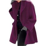 Pastelllilane Elegante Maxi Trenchcoats lang mit Reißverschluss aus Fleece für Damen Größe M für den für den Herbst 