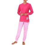 Pinke Motiv Damenschlafanzüge & Damenpyjamas mit Herz-Motiv aus Frottee maschinenwaschbar Übergrößen für den für den Winter 