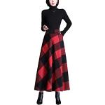 Rote Karo Elegante Maxiröcke mit Reißverschluss aus Wolle für Damen Größe M für den für den Winter 