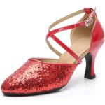 Rote Salsa Schuhe mit Glitzer aus Leder atmungsaktiv für Damen Größe 38 