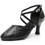 Schwarze Salsa Schuhe mit Glitzer aus Leder atmungsaktiv für Damen Größe 39 