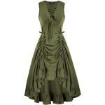 Armeegrüne Gothic Ärmellose V-Ausschnitt Abendkleider A-Linie für Damen Größe L zur Hochzeit 